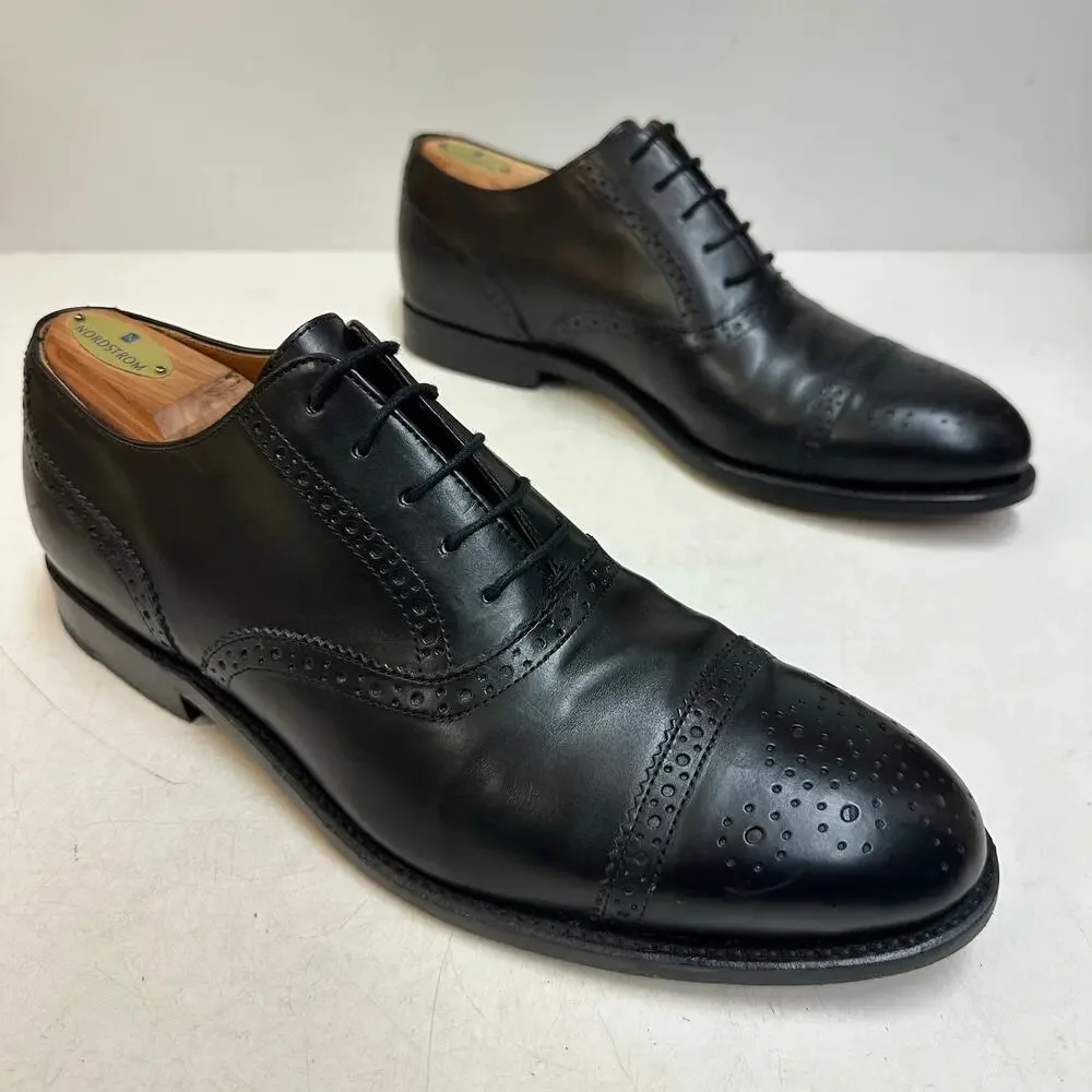VGUC Grant Stone x J. Crew Ludlow Wingtip Oxford Black Calf Bench Made 11.5 D